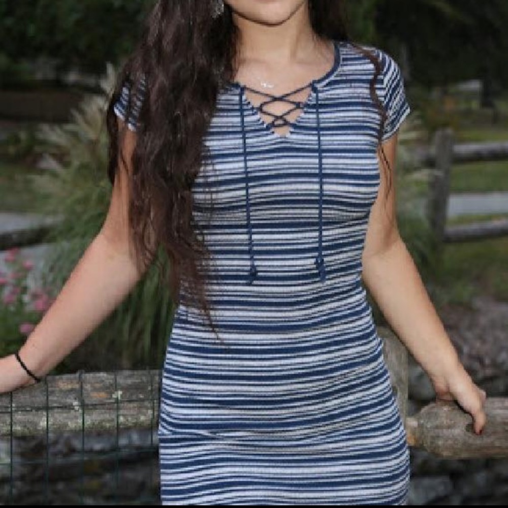 Striped Blue Midi Dress